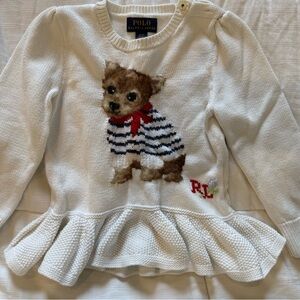 Polo by Ralph Lauren Kids Cream Sweater with Dog Motif